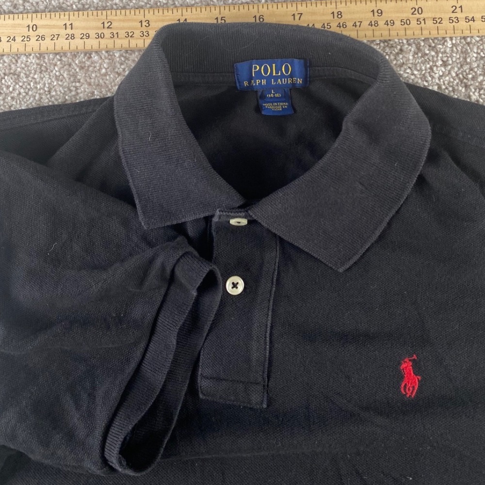 Polo Ralph Lauren Kids Boys Large 14-16 Black Short Sleeve Pique Polo Shirt Red